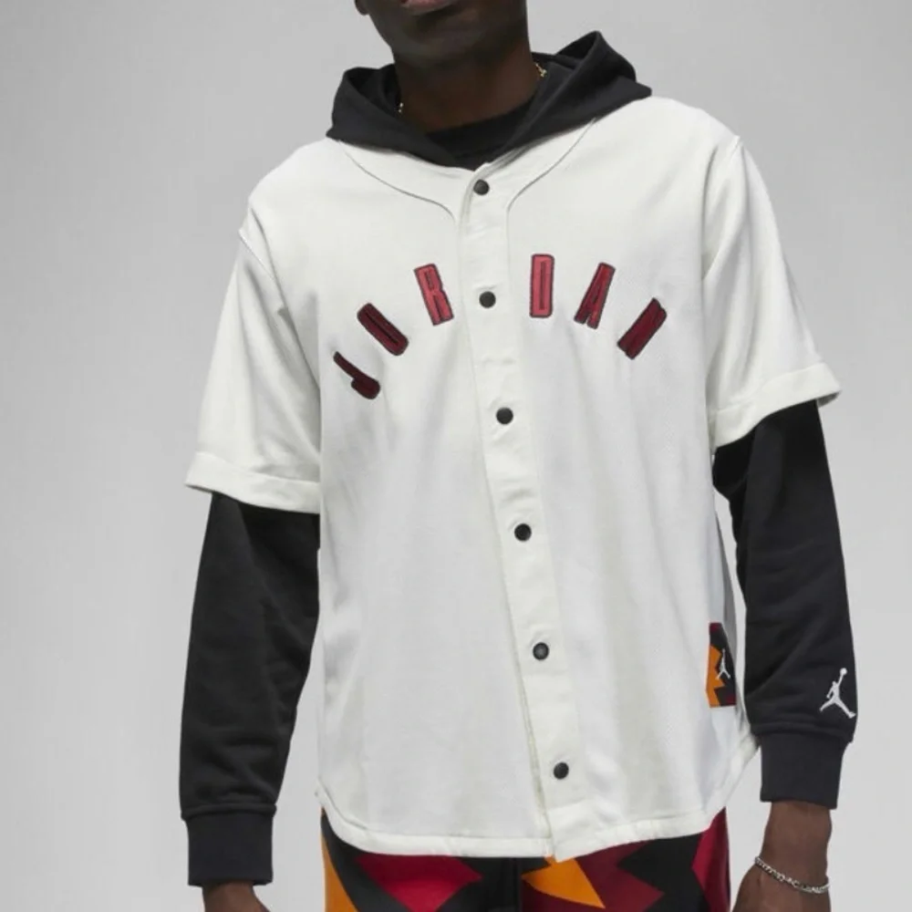 Jordan Jersey Mens Size XL Black Flight MVP Button Hoodie Long Sleeve Baseball
